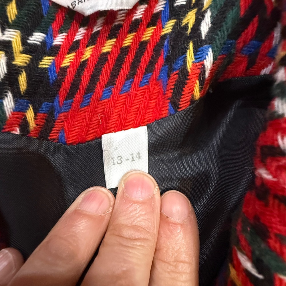 Vintage Joule Energy Red Plaid Wool Blend Blazer Jacket Size 13-14 Bulgaria - Picture 4 of 7